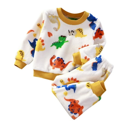 

Lovely Casual Sleepwears For Children Boys Cartoon Printed Turn-Down Collar Long Sleeve Cute Tops Pants Pajamas Outfits Set 2PCS Loose Elegant Fittness Homewear