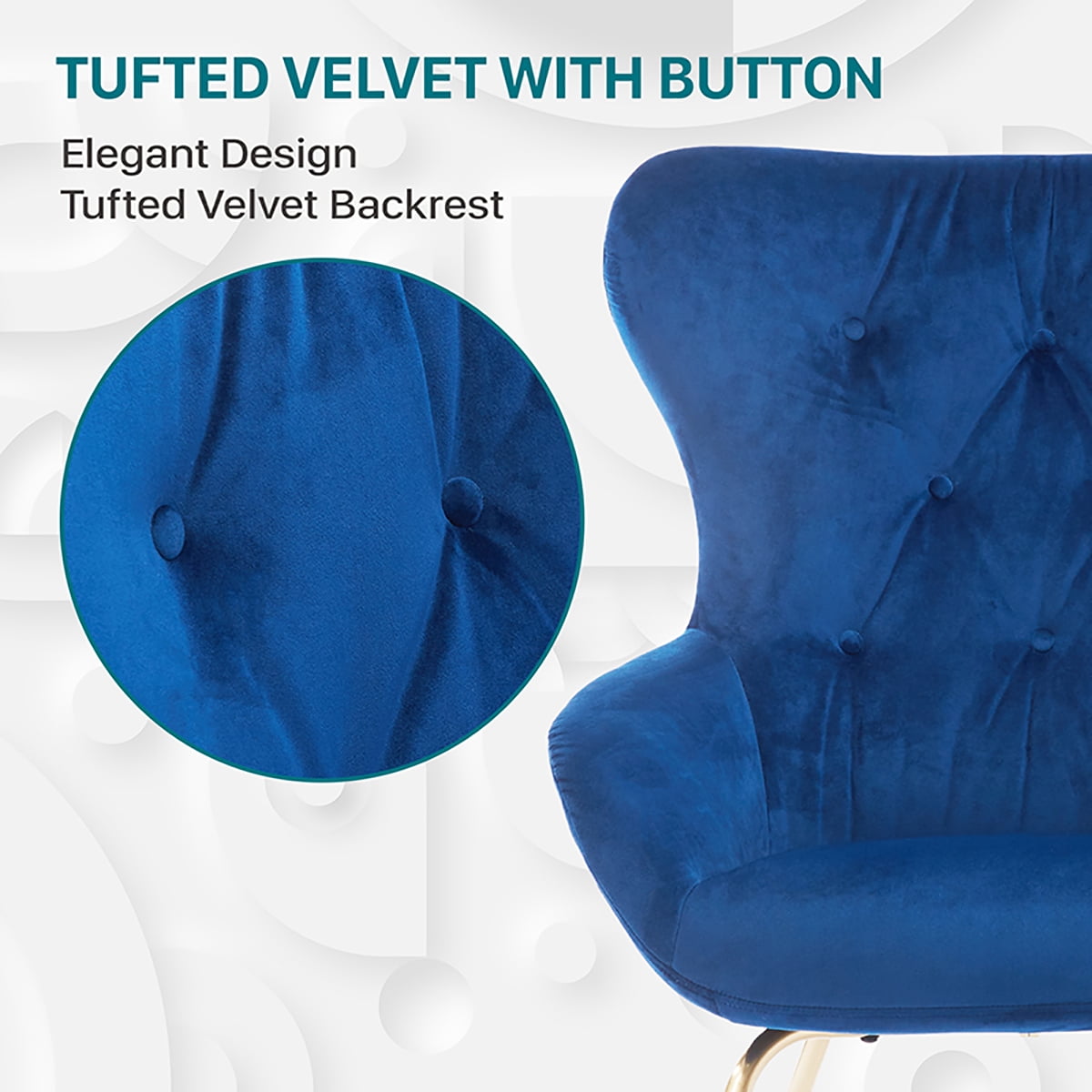 Furniture of America Jica Indoor Tufted Wingback Armchairs & Accent Chairs, Blue and Gold