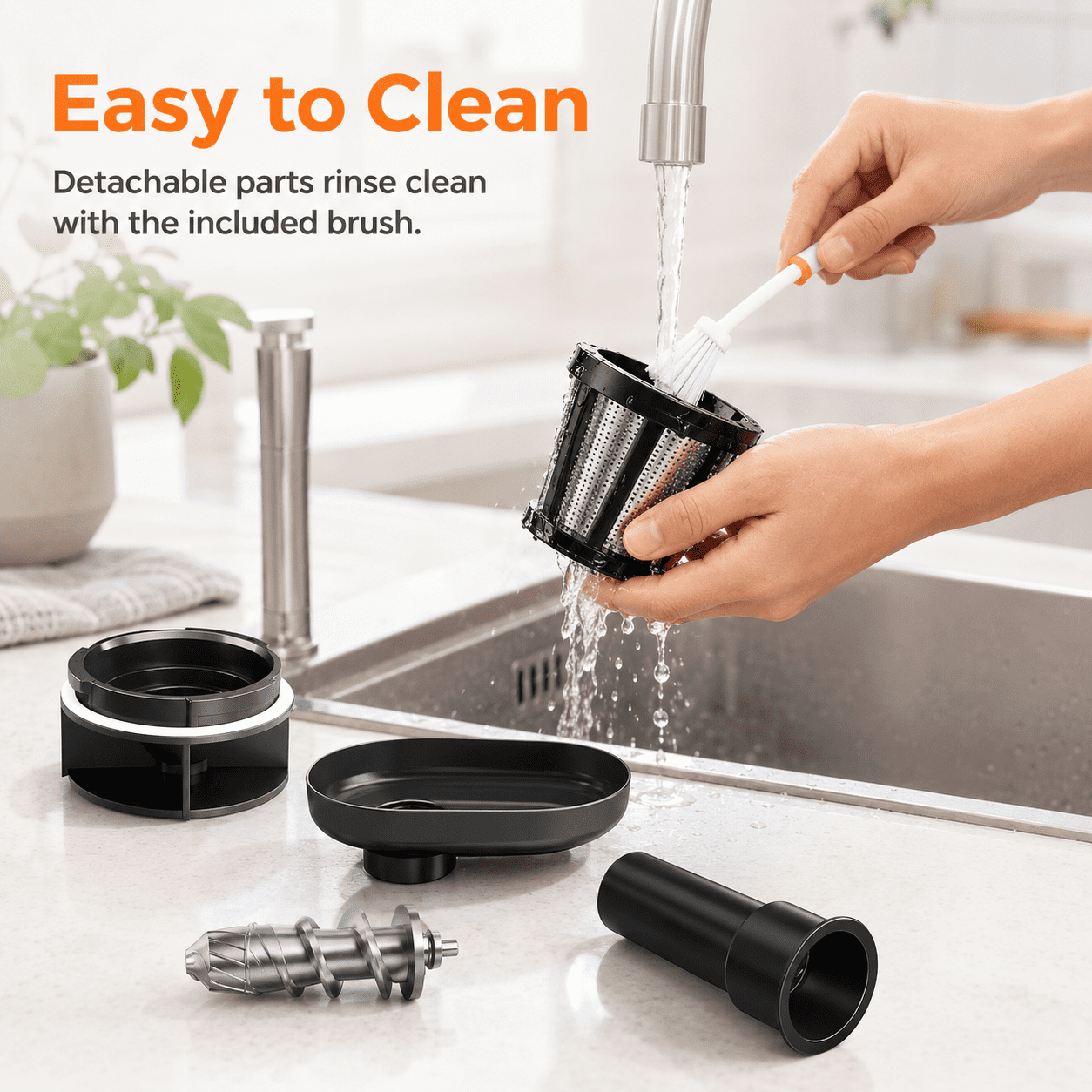 NICWIN Masticating Cold Press Juicer Machine, Slow Juice Extractor with Upgraded Fine Filter for Vegetables and Fruits, High Juice Yield & Easy to Clean, Gray