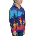thumbnail image 3 of Kll Unisex Kids Boys Girls Hooded Pocket Pullover Hoodies-Beach With Palm Trees, 3 of 9
