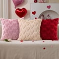 thumbnail image 2 of Valentines Pillow Covers 20x20 inch Set of 2 Valentines Day Decoration Beige Heart Soft Plush Faux Fur Jacquard Throw Pillows for Bedroom Sofa Holiday Festivals Home Decor, 2 of 13