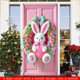 thumbnail image 5 of Cubierta de puerta de bienvenida de conejo, decoración de fondo de puerta de Feliz Pascua rosa, letrero de bienvenida para puerta de entrada de Pascua para recuerdos de fiesta de Feliz Pascua, 5 of 7