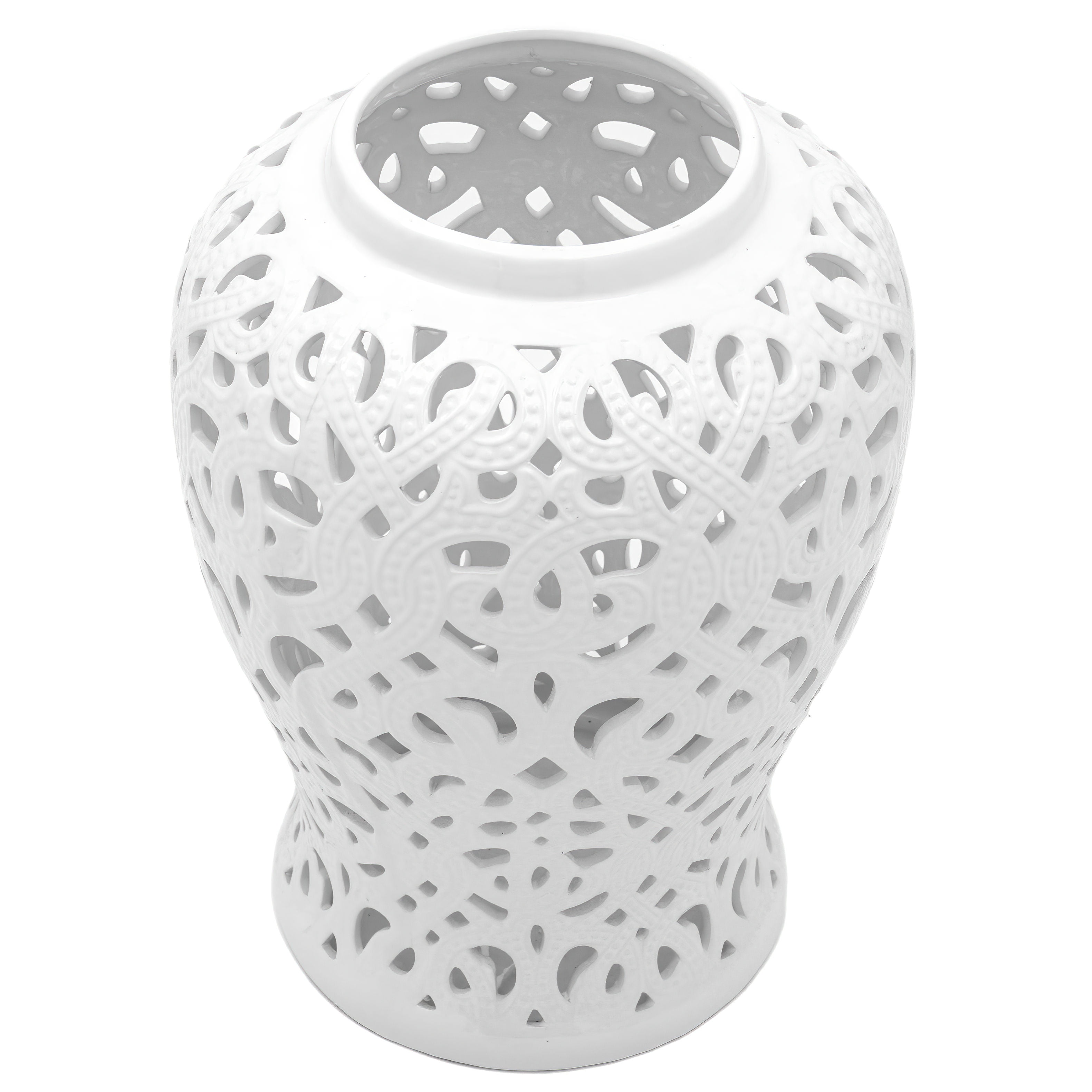 Red Lantern 24" Spiral Lattice Temple Jar - White