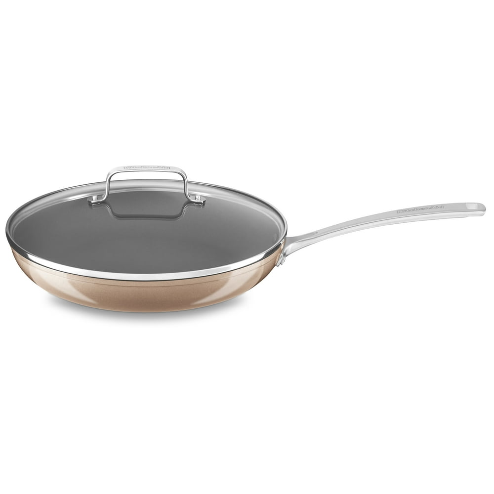 Kitchenaid Hard Anodized Nonstick 12" Skillet With Glass Lid, Toffee