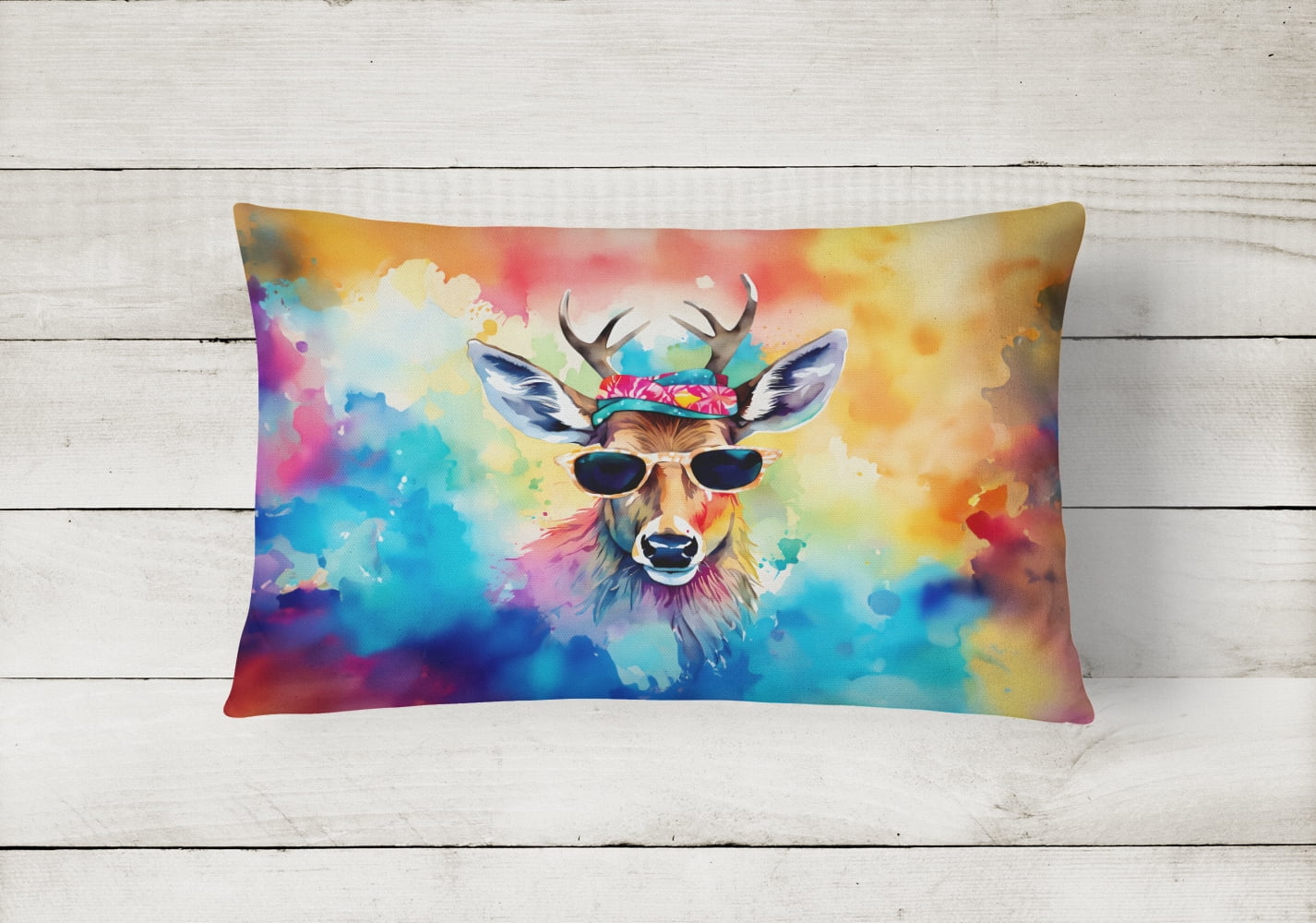 Carolines Treasures DAC3974PW1216 16 x 12 in. Unisex Hippie Animal Deer Polyester Fabric Throw Pillow