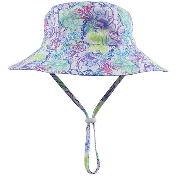 Toddler Girl Sun Hat Breathable Beach Hat Adjustable Chin-Strap Hat 50+UPF