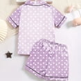 thumbnail image 4 of XXWXYD Girls Summer Love Print 2-Piece Pajama Set Short Sleeve Button-Down Top & Shorts Comfy Sleepwear Cotton Blend Lounge Set for Teens, 4 of 7