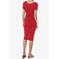 thumbnail image 2 of TheMogan Robe Midi Moulante en Jersey de Coton Extensible à Manches Courtes pour Femmes, 2 of 6