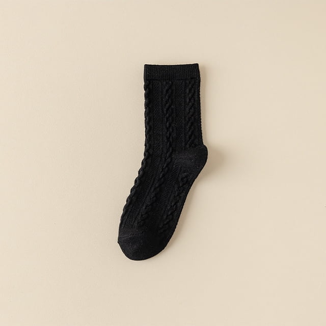 Women's Color Matching Multi Color Breathable Plush And Thick Insulation Socks Sports Socks Sock Black
