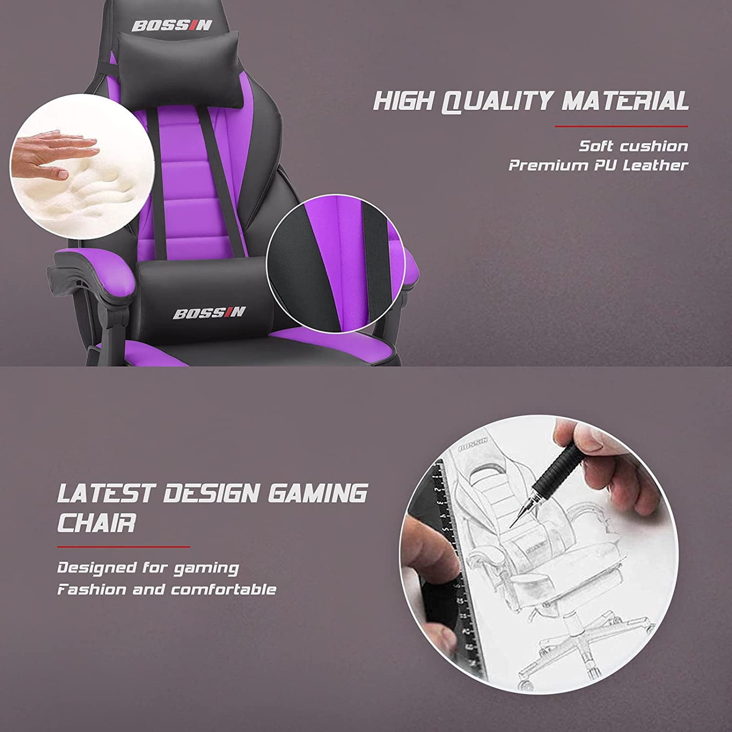 Waleaf Gaming Chair with Footrest, Ergonomic Gamer Gear Gaming Chair for Adult with Lumbar Massage