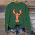 thumbnail image 2 of Trendfront Womens Everyday Lobster Graphic Sweatshirt Crewneck Long Sleeve Relaxed Fit Casual Fall Coastal Pullover Sweater Tops, 2 of 4