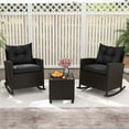 thumbnail image 5 of Costway 3 PCS Patio Wicker Rocking Set with Tempered Glass Table & Soft Cushions Outdoor Black, 5 of 10