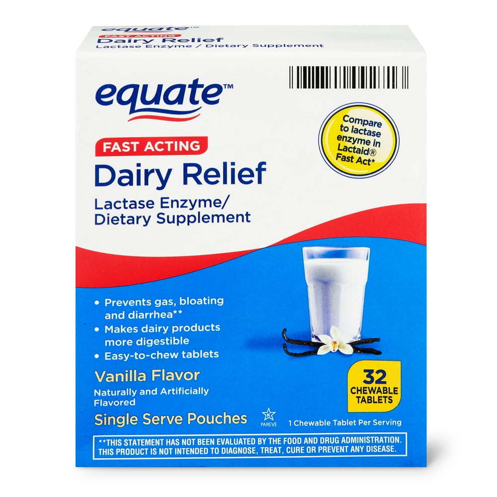 Equate Fast Acting Dairy Relief Vanilla Flavor Lactase Enzyme/Dietary