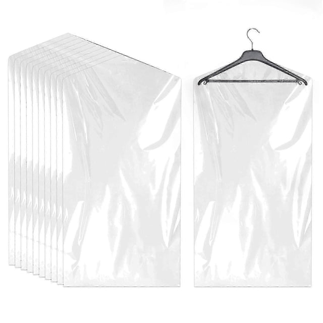 Pack Of 20 Garment Bags Transparent Garment Covers Plastic Clothes Protector 60 X 90 Cm Hanging Clothes Dustproof Garment Bags For Suits Dresses Jacke