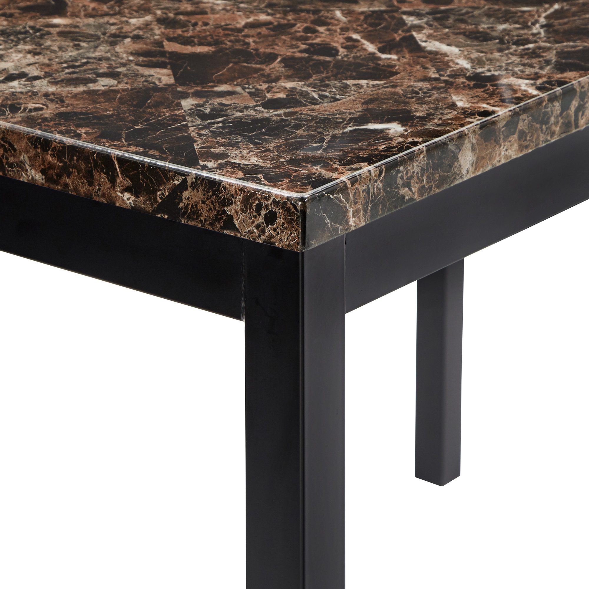 Weston Home Declan 48" Rectangle Faux Marble Top Dining Table with Black Finish