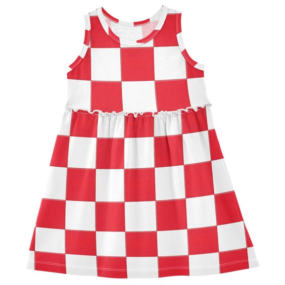 joogoo Girls Sleeveless Dress Checkered Grid-t9 Stylish Short Sleeve Dresses 4T