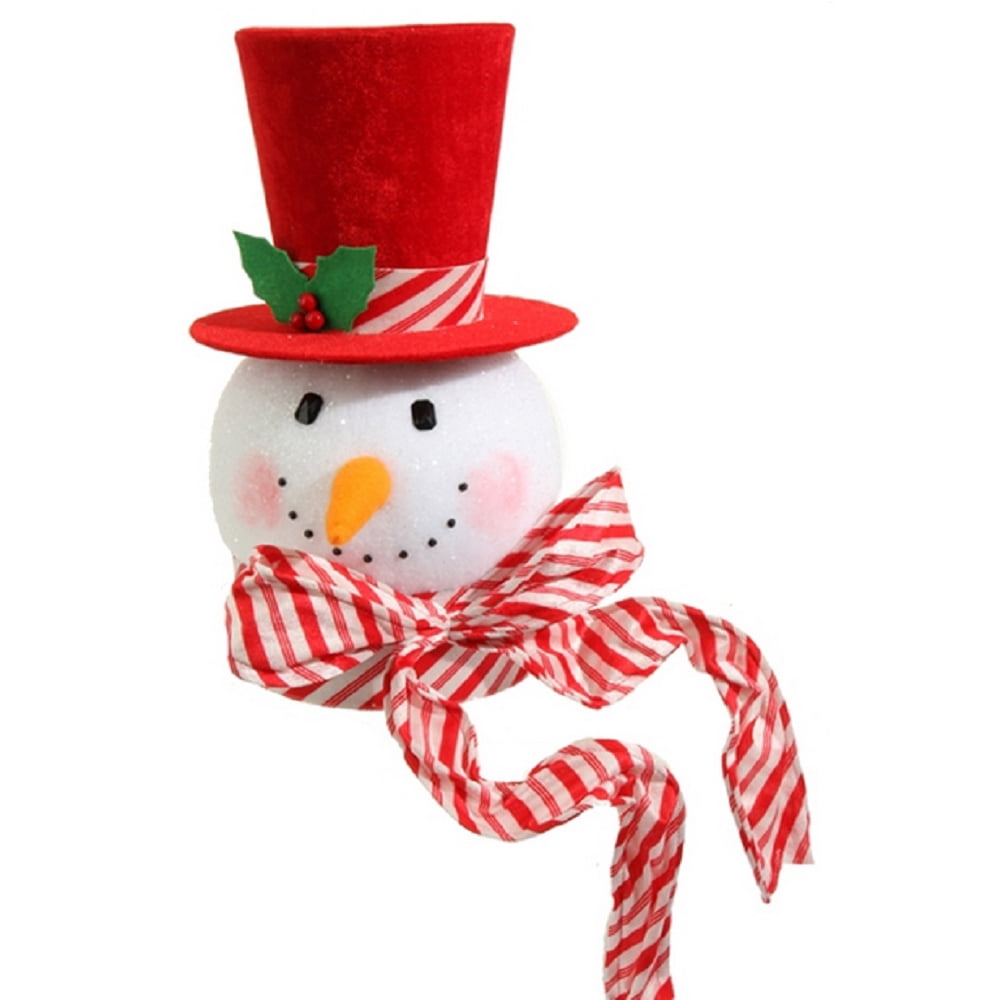 Red Peppermint Striped 15inch Christmas Snowman with Tophat Head