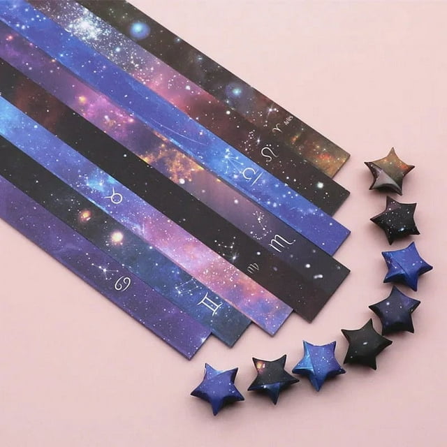 Origami de estrella gruesa 136, 8 dibujos por juego, papel con forma de estrella de pentagrama de la suerte para niños