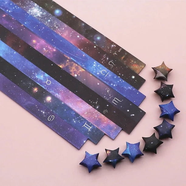 Origami de estrella gruesa 136, 8 dibujos por juego, papel con forma de estrella de pentagrama de la suerte para niños