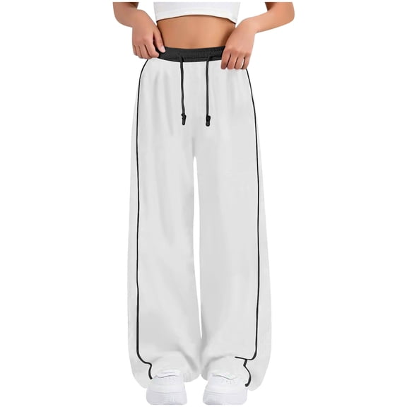 Girls Joggers Streetwear Casual Elastic Waist Sweatpants Drawstring Wide Leg Pants with Pockets Clothes for Kids Size 4-15
