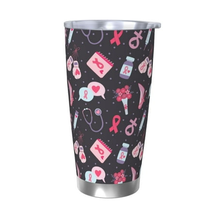 

Zeuib Breast Cancer Awareness1 Printed 20oz Stainless Steel Insulated Car Cup Stainless Steel Thermal Cup Vacuum Insulated Leak-proof Travel Mug Cup-Without Straw