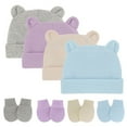 thumbnail image 3 of CANKER Newborn Baby Cotton Beanies Hospital Hat and Mittens Set Solid Warm Cap Gloves, 3 of 19