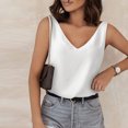 thumbnail image 6 of Idoravan Tank Tops for Women Clearance Women Sexy V-Neck Summer Satin Sleeveless Blouse Basic Solid Camisole Shirts Tank Tops, 6 of 9