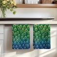 thumbnail image 7 of Peacock Feathers Kitchen Towels Set of 3, Ombre Blue Green Modern Animals Printed Absorbent Dish Towels for Kitchen, Microfiber Hand Towel, Quick Drying Tea Towel for Cleaning Decorative Dishcloths, 7 of 7