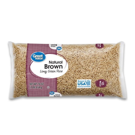 Great Value Brown Rice, Whole Grain, 16 oz