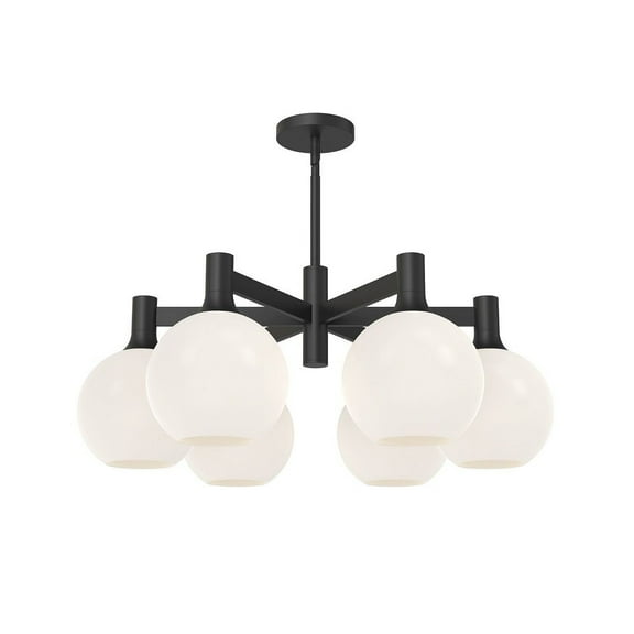 CH506230MBOP-Alora Lighting-Castilla - 6 Light Chandelier-12.63 Inches Tall and 29.5 Inches Wide Opal Matte Glass  Matte Black Finish