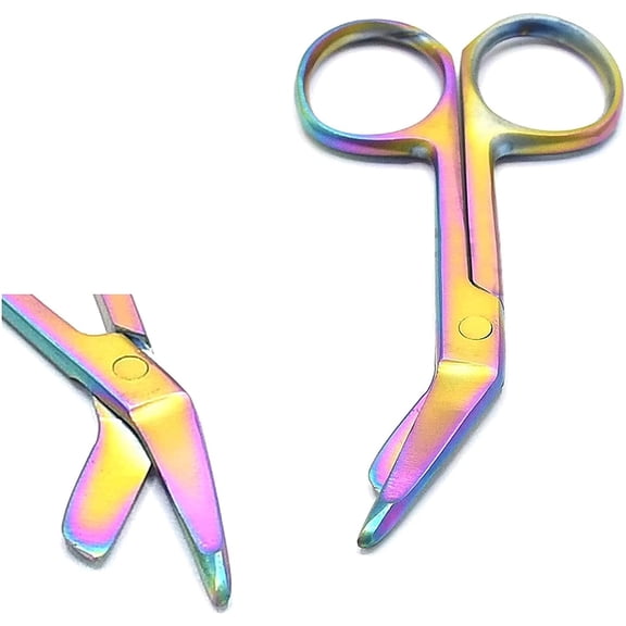 OdontoMed2011 Stainless Steel Lister Bandage Scissors with Rainbow Titanium Finish, 3.5", Multicolor