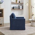 thumbnail image 3 of Swivel Accent Chair, Upholstered Skirted Swivel Chair with Removable Back Cushion,33 Inches Wide Comfy Arm Chair Modern Sofa Living Room Chair for Bedroom, Corner(Navy), 3 of 8