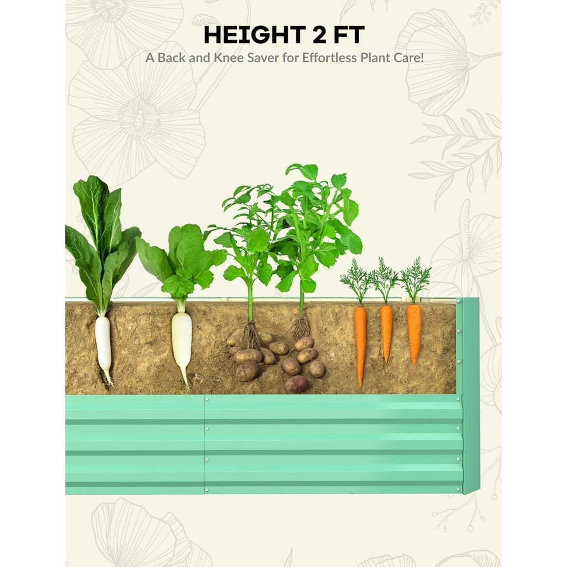 Galvanized Raised Garden Bed,Deep Root Planter Box for Vegetables,Flowers,Herbs-Large Metal Raised Garden Bed Kit Outdoor