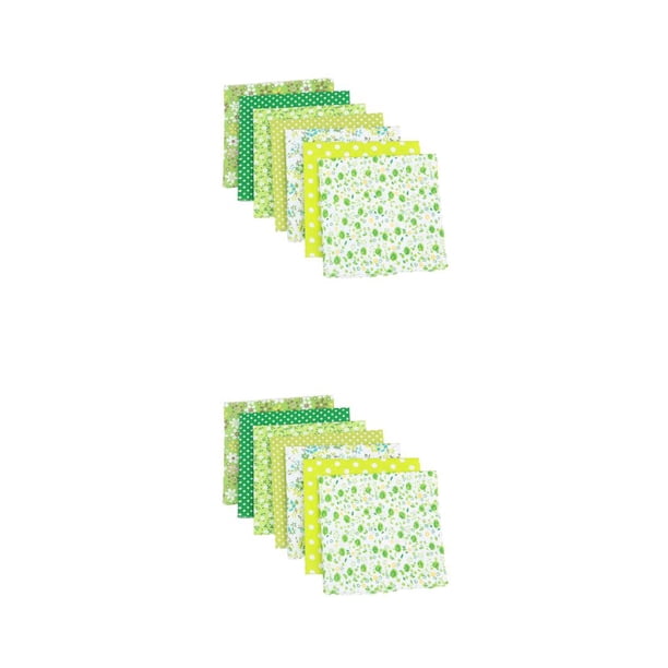 Cateissary Paquete de tela de acolchado cuadrado de 7 piezas patrón surtido tela de estampado accesorios de material de costura verde / 50 Verde/50*50cm 2piezas