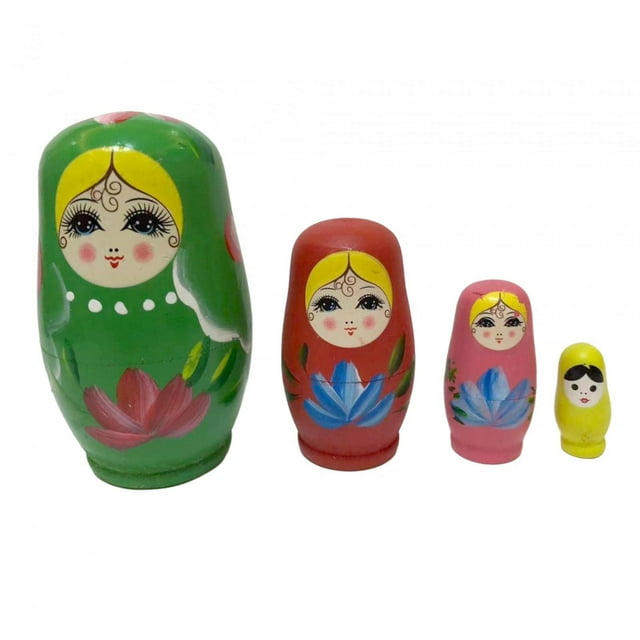Juego Anidado Apilable de Muñecas Rusas Matryoshka, Juguetes Hechos a Mano para Celebraciones Especiales verde