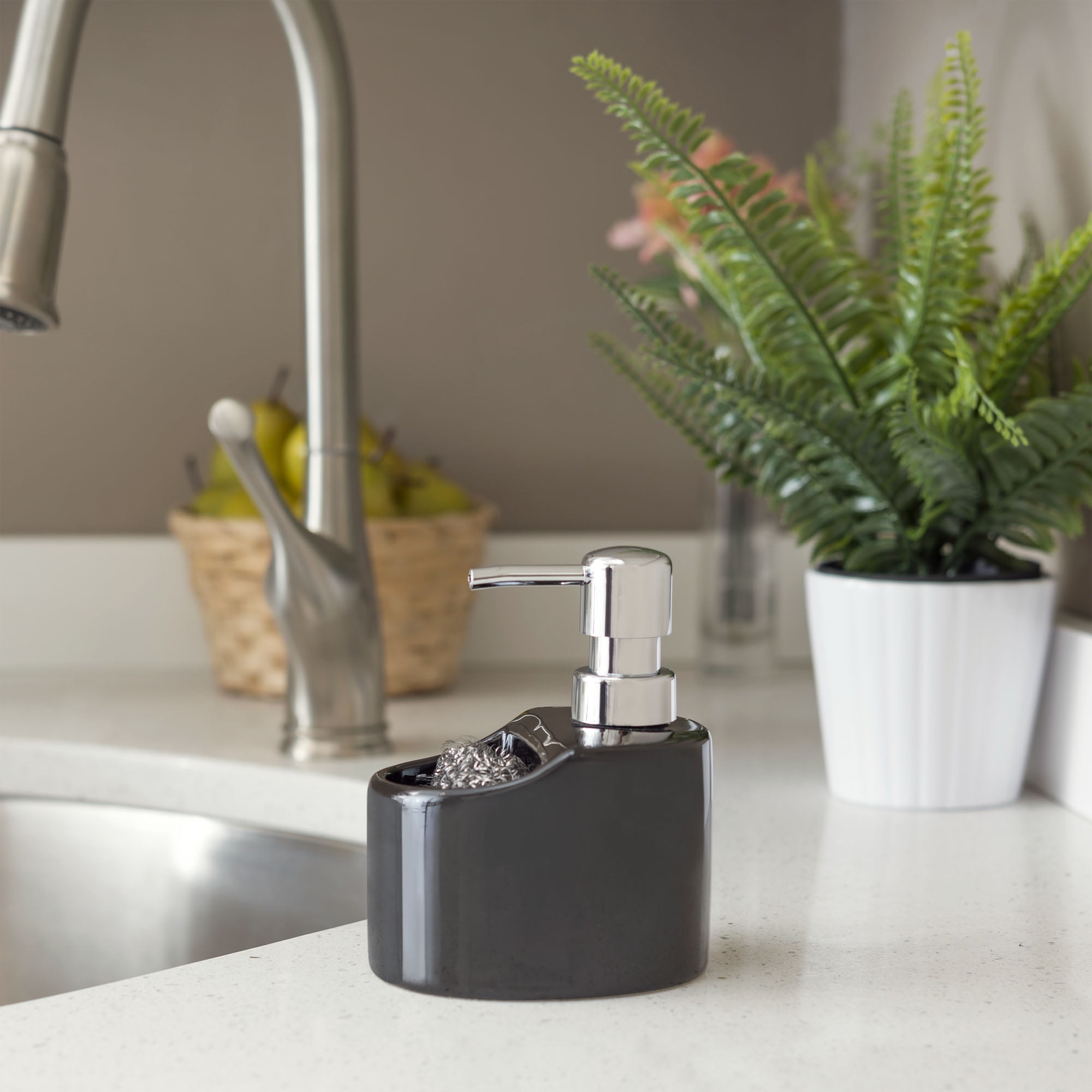 Home Basics Soap Dispenser with Sponge Holder