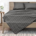 thumbnail image 1 of Bare Home Ultra-Soft Sheet Set - Premium 1800 Collection - Deep Pockets - 3-Pieces - Twin, Grid - Gray/White, 1 of 8
