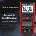 thumbnail image 2 of TOOLTOP TOOLTOP Multimètre Vocal Thaïlandais avec Détection Automatique AC/DC, 6000 Unités d'Affichage, Écran Rétroéclairé, Test de Capacité/diode/continuité, Lampe de Poche, Arrêt Automatique, Alimenté par AAA (Piles Non Incluses), 2 of 6