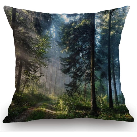 Nature Misty Cotton Linen Throw Pillow Case Cushion Cover Home Office Decorative for Sofa Living Room Square 18 X 18 Inches