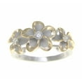 thumbnail image 4 of Sterling silver 925 Hawaiian 3 plumeria flower cz ring rhodium and yellow gold plated size 7.5, 4 of 5