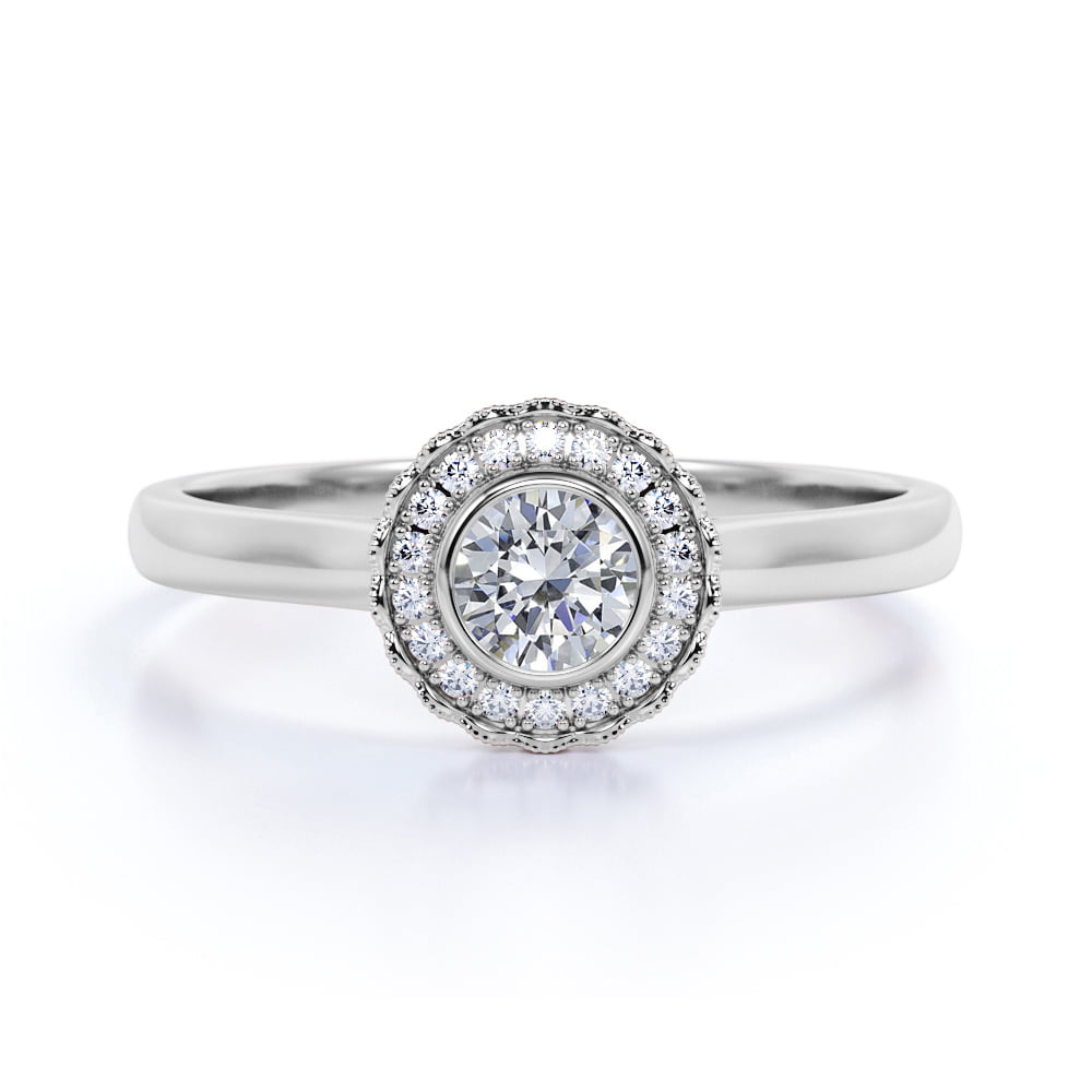 Details about   Vintage Art Deco Engagement Ring 1.25 Carat Round Diamond 14K White Gold Plated 