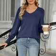 thumbnail image 6 of hxobax Long Sleeve V Neck Shirts for Womens Dressy Casual Tops Smocked Cuffs Tunic Cute Tees Blouses, 6 of 8
