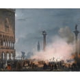 thumbnail image 3 of Ippolito Caffi 14x12 Black Modern Framed Museum Art Print Titled - Venedi Piazzetta at Night, 3 of 5