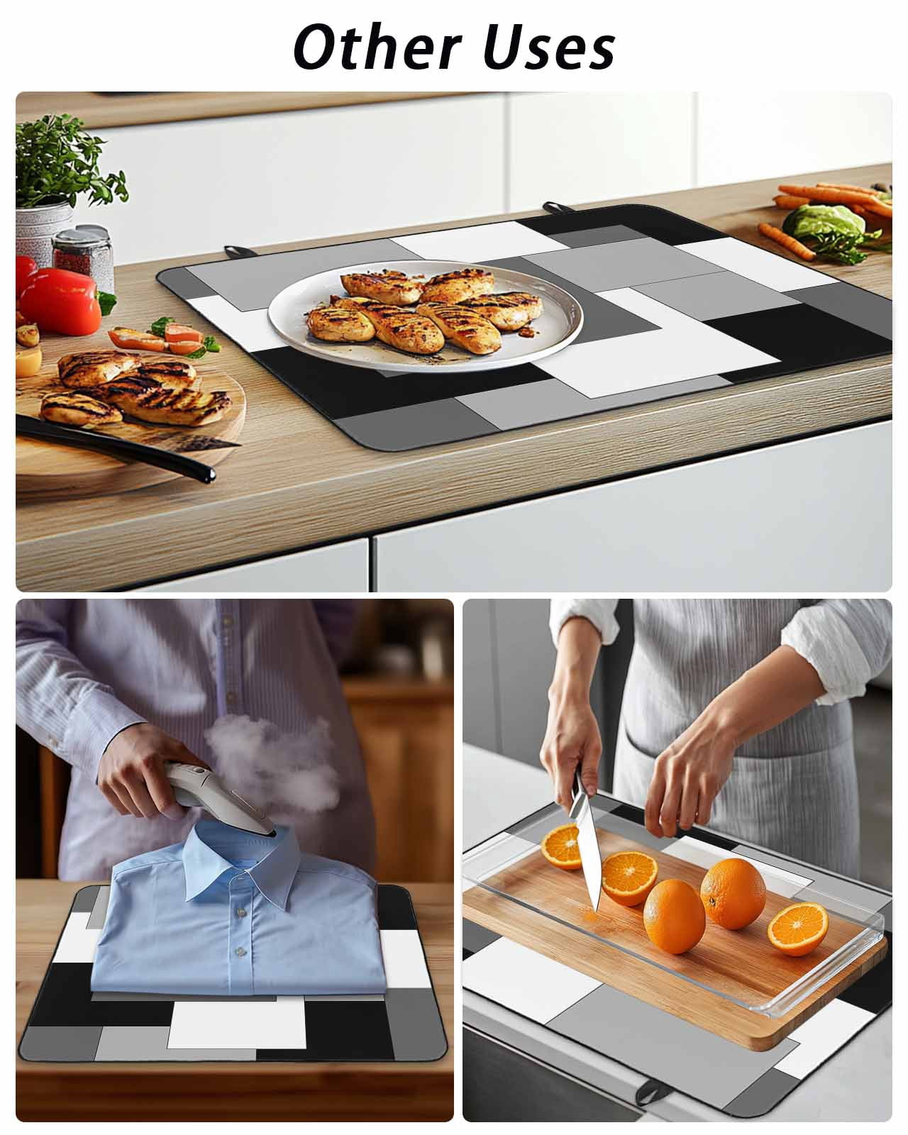 Stove Top Covers for Electric Stove, Black Grey Glass Stovetop Cover Protector, Middle Century Irregular Geo Abstract Art Induction Cooktop Protector Oven Mat for Kitchen Countertop 24"x21"