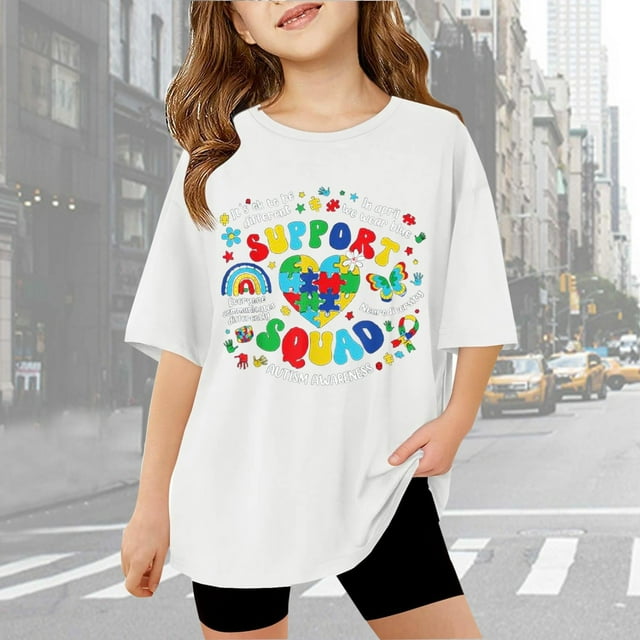 Toddler Child Girls Summer T Shirts Cute Periodic Tableart Print Short Sleeve Basic Tees Ruffle Casual Crewneck Blouse size 10-11T