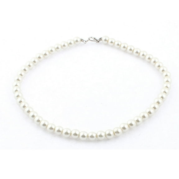 REGALWOVEN Women Lobster Clasp Link Faux Pearl Ball Chain Wedding Party Necklace White