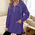 thumbnail image 4 of Horkkom Quarter Zip Pullover Women Casual Tunic Drawstring Tops Fashion Solid Color Comfort Hoodie with Pockets XXL, 4 of 7