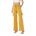 thumbnail image 2 of Cargo Pants Women Petite Size Elastic Waist Bootcut Yoga Workout Casual Trousers Yellow M, 2 of 5