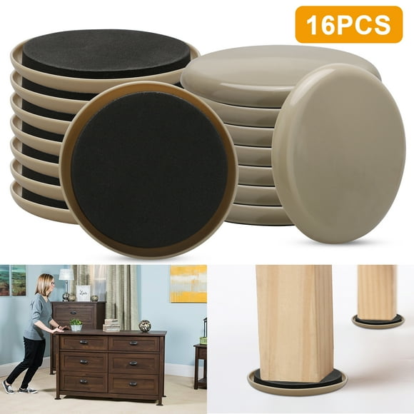 Furniture Moving Kit (16 Piece), 3.5in Round Carpet Furniture Sliders, Reusable Movers for Heavy Furniture for Carpeted and Hard Floor Surfaces, Sliders Pads Compatible with All Furniture