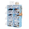thumbnail image 2 of Expandable 8-Tier Shoe Rack Organizer – Detachable Shoe Storage Cabinet with Durable PVC Shelves & Hooks, Space-Saving, Holds 32 Pairs, for Entryway, Hallway, Closet, Bedroom, Blue, 2 of 8
